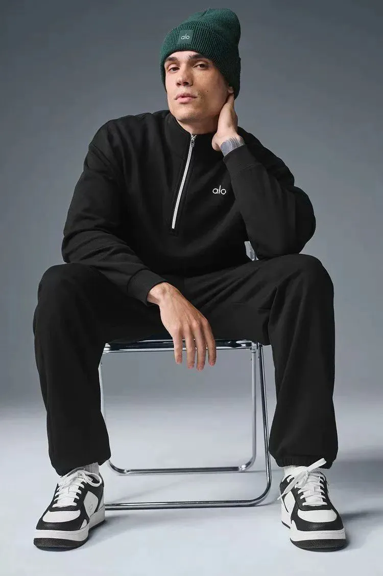 P210 606#alo half-pull stand-up collar sweatshirt Color: Black Gray Royal Blue Size: M-XXL Fabric: 350g cotton terry